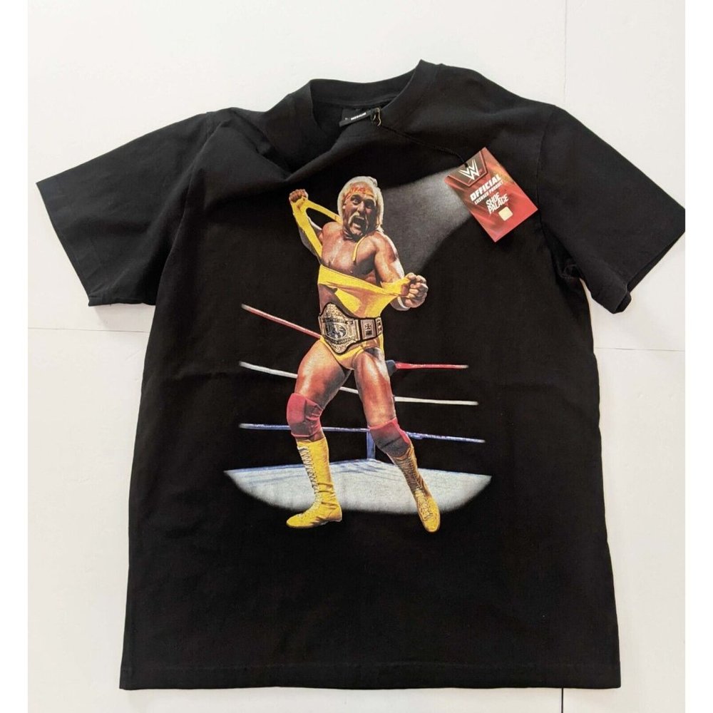 WWE Shoe Palace Hulk Hogan Hulkamania Graphic T-Shirt Black Men's MEDIUM NWT WWF